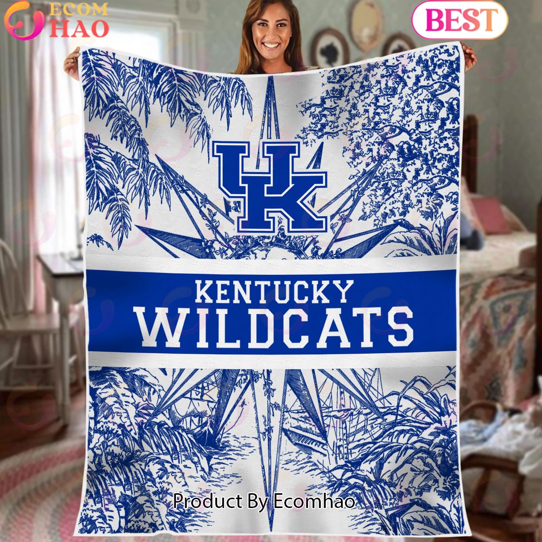 NCAA Kentucky Wildcats Classic Pattern Fleece Blanket