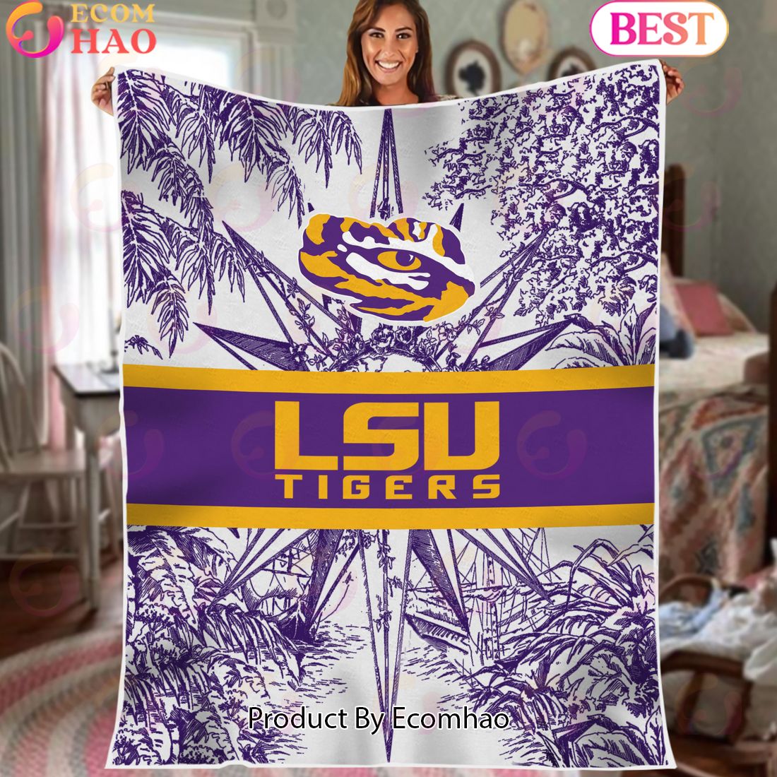 NCAA LSU Tigers Classic Pattern Fleece Blanket