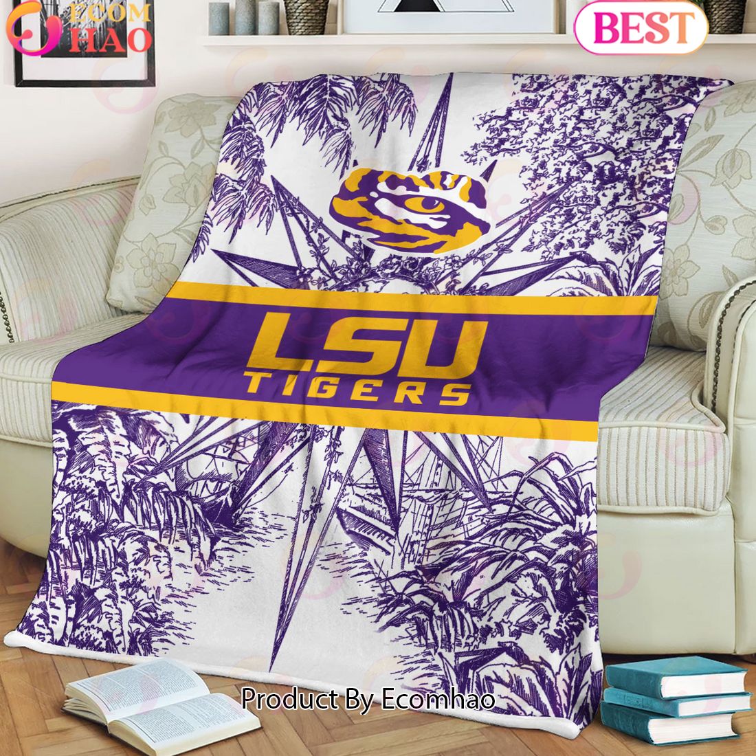 NCAA LSU Tigers Classic Pattern Fleece Blanket