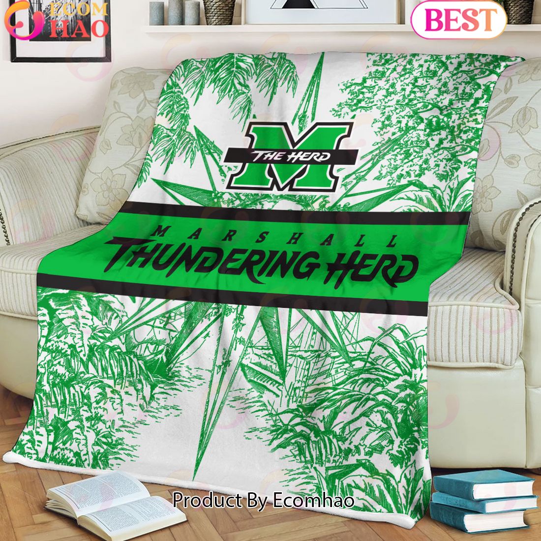 NCAA Marshall Thundering Herd Classic Pattern Fleece Blanket