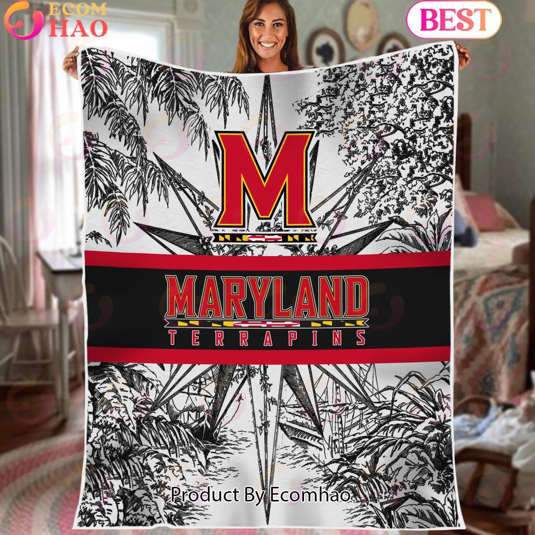 NCAA Maryland Terrapins Classic Pattern Fleece Blanket