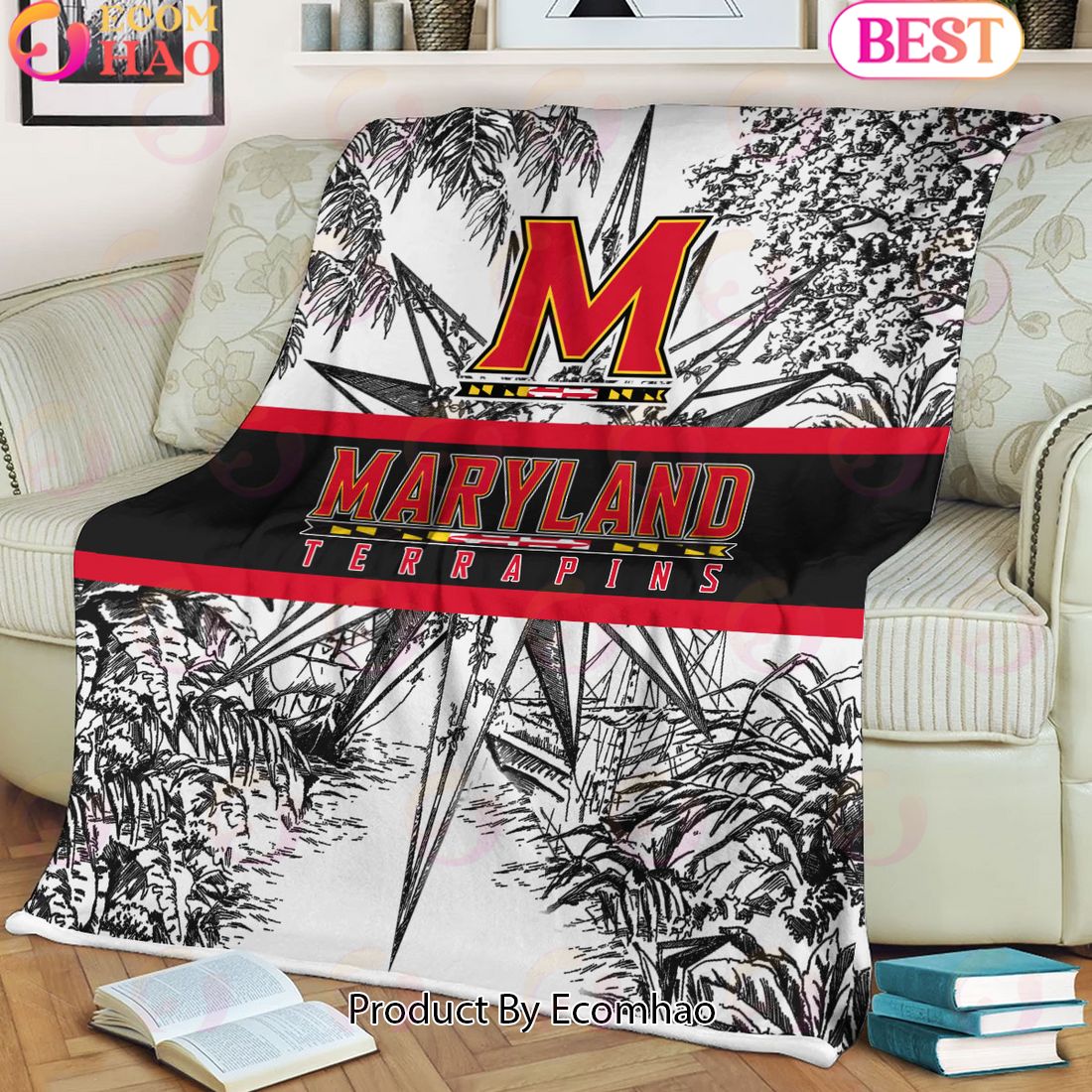 NCAA Maryland Terrapins Classic Pattern Fleece Blanket