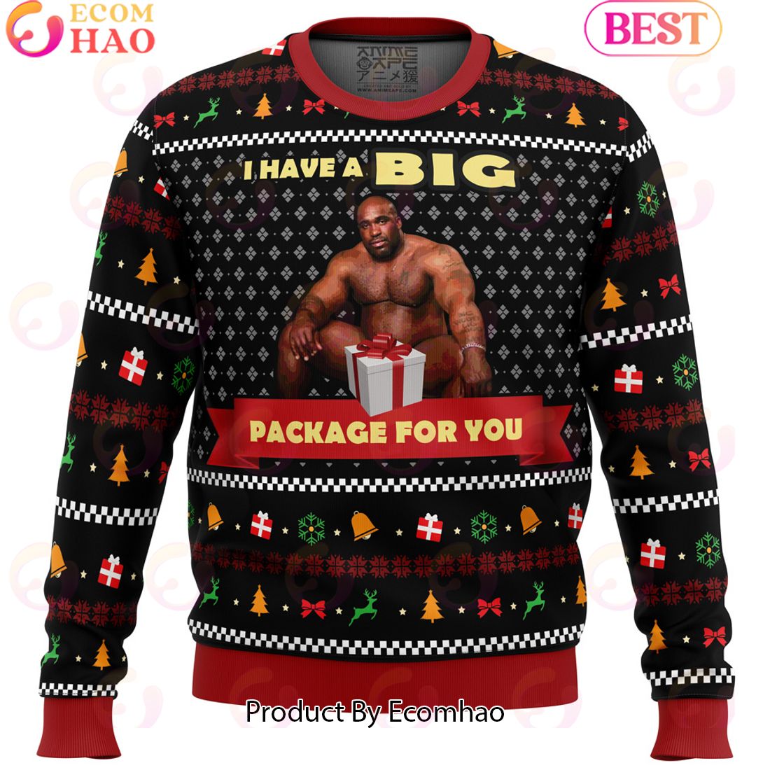 Big Package Barry Wood Meme Meme Ugly Christmas Sweater