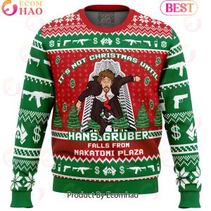 Hans Gruber Fall Nakatomi Plaza Die Hard Meme Ugly Christmas Sweater