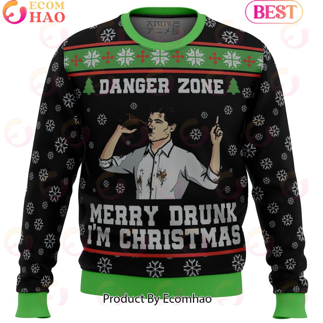 Merry Drunk I’m Christmas Sterling Archer Black Meme Ugly Christmas Sweater