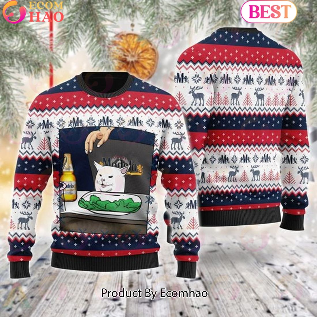 Modelo Beer Cat Meme Christmas Meme Ugly Sweater