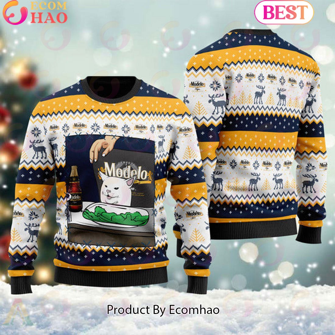 Modelo Negra Cat Meme Christmas Meme Ugly Sweater