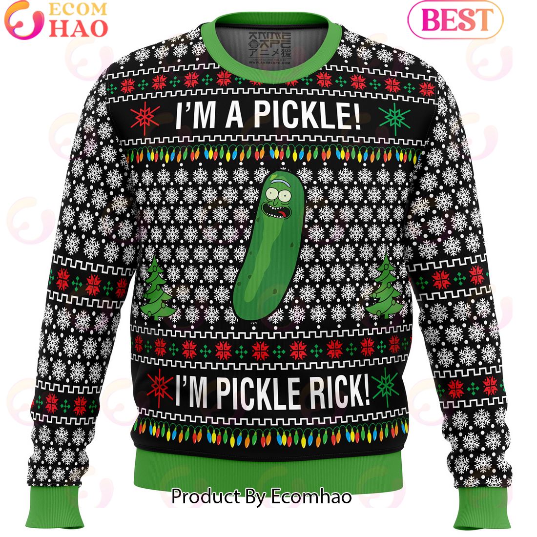 Rick and Morty Pickle Rick Meme Ugly Christmas Sweater