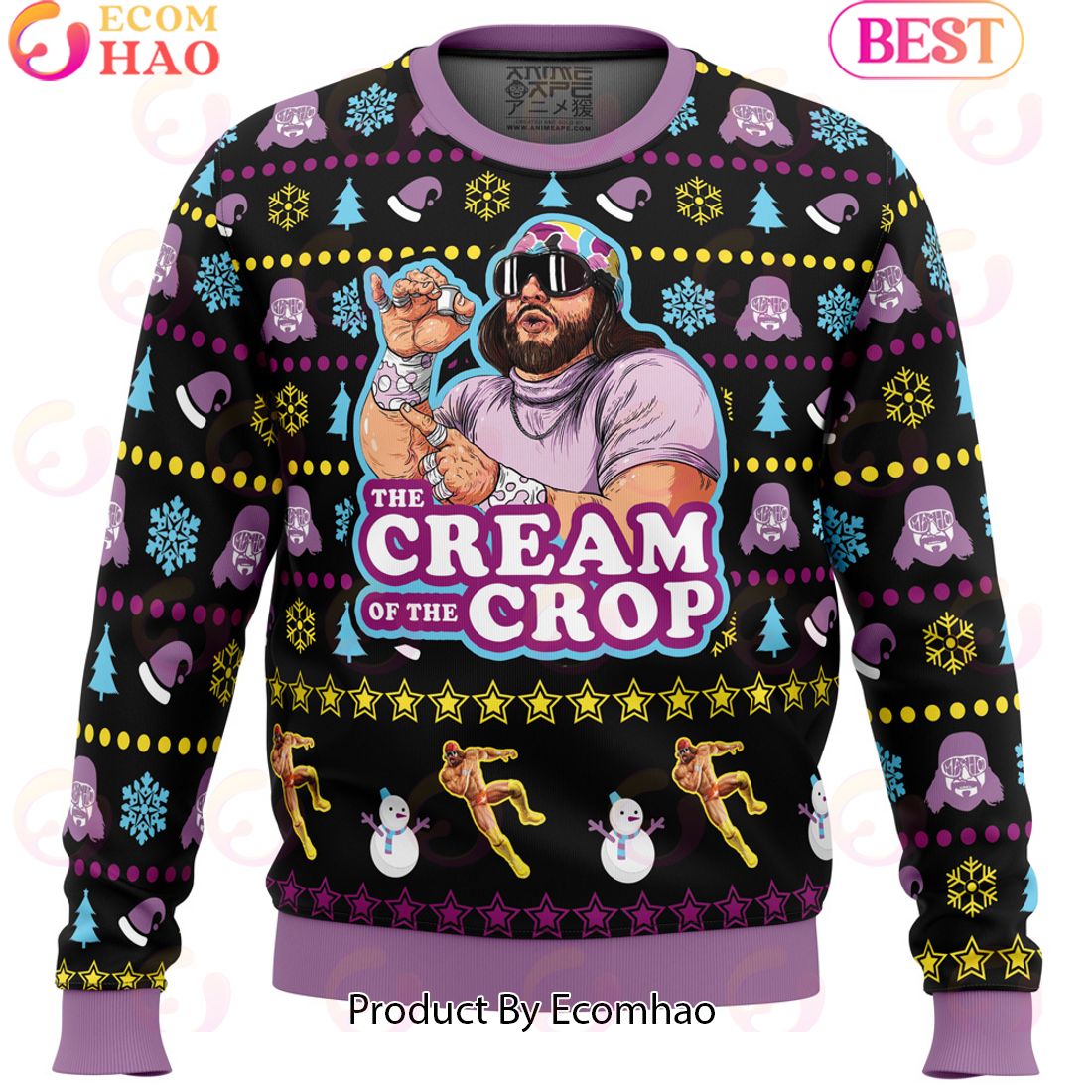 The Cream of the Crop Macho Man Randy Savage Pro Wrestling Meme Ugly Christmas Sweater