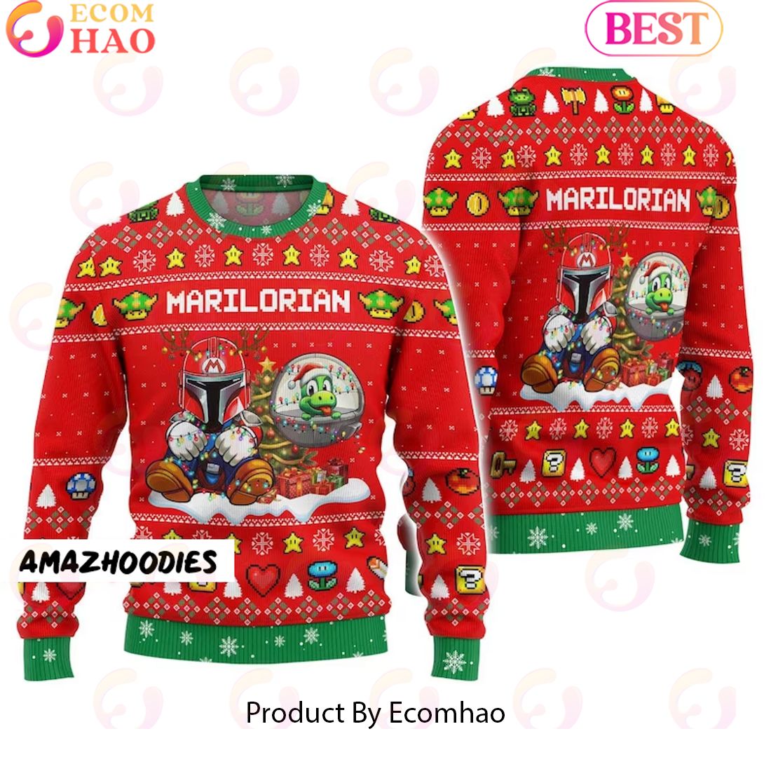 Star Wars Super Mario Christmas 3D Ugly Sweater