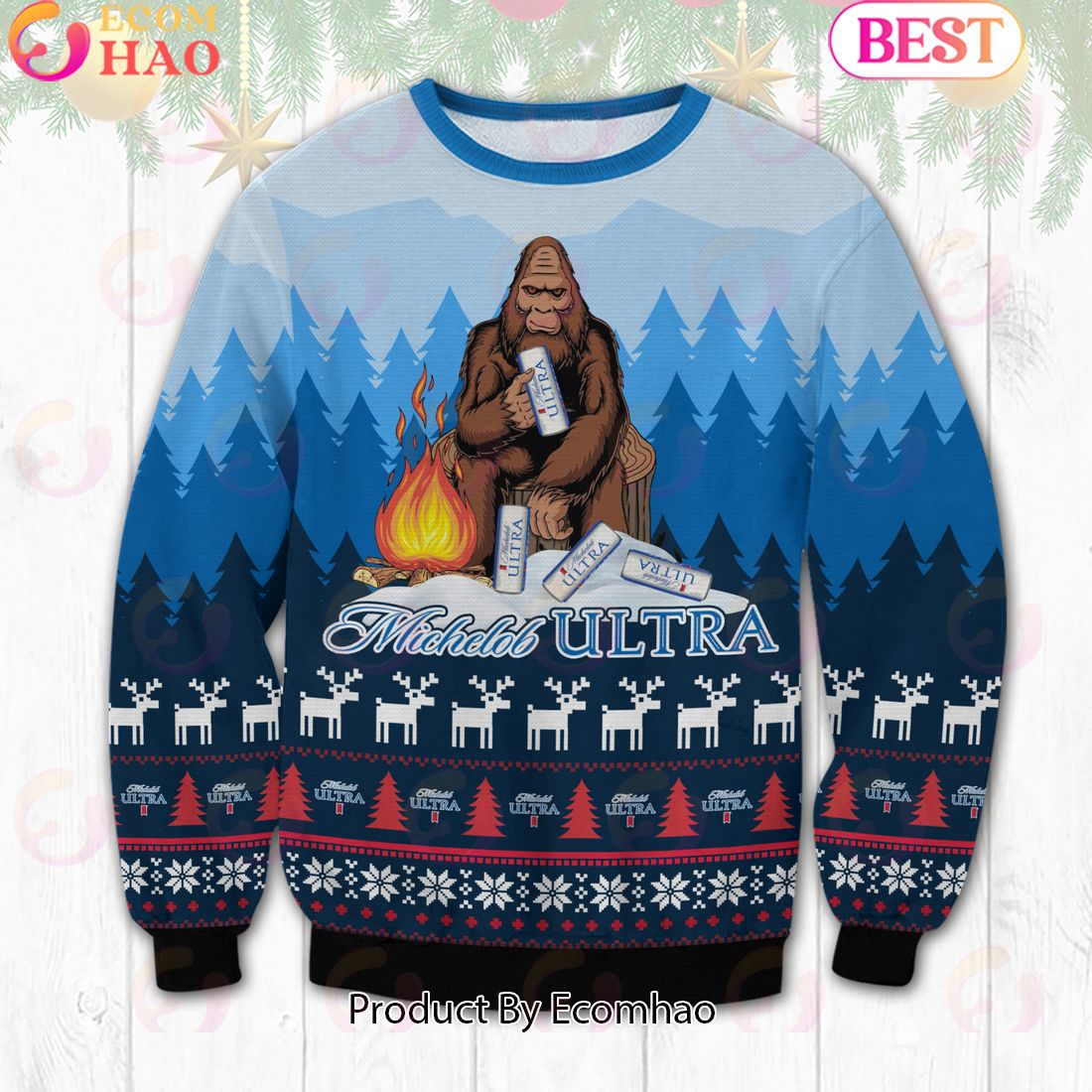 Michelob Ultra Big Foot Ugly Sweater