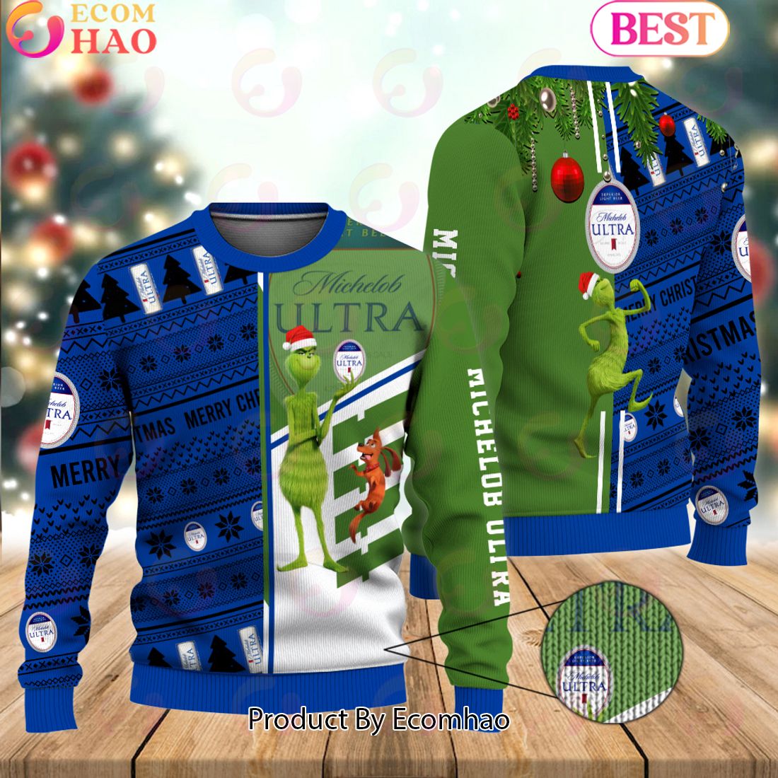 Michelob Ultra Grinch Ugly Sweater