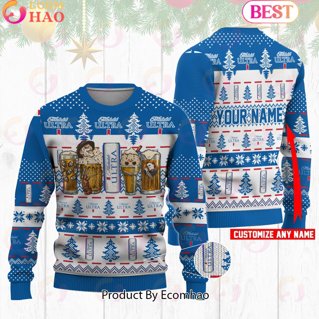 Michelob Ultra Horror Drink Ugly Sweater