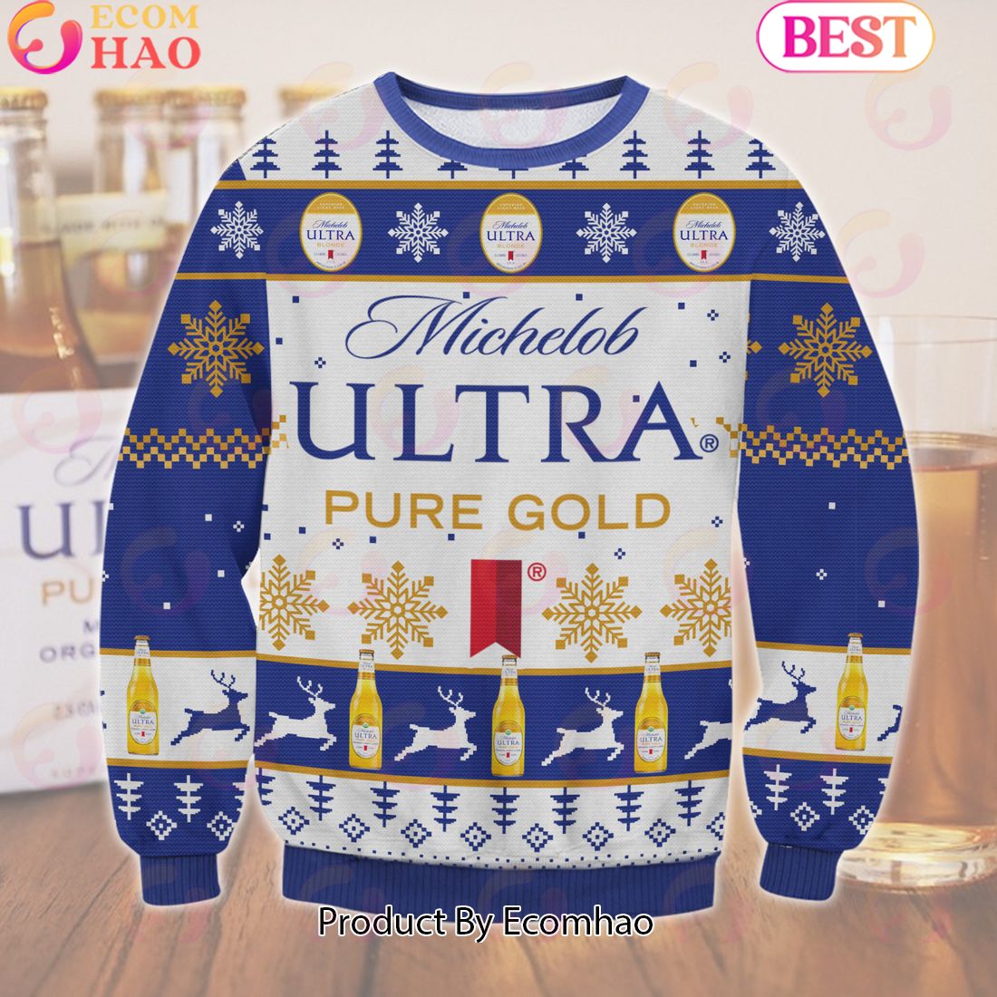 Michelob Ultra Pure Gold Ugly Sweater