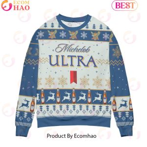 Michelob ULTRA Snowflake Reindeer Pattern Ugly Christmas Sweater – All Over Print 3D Sweater