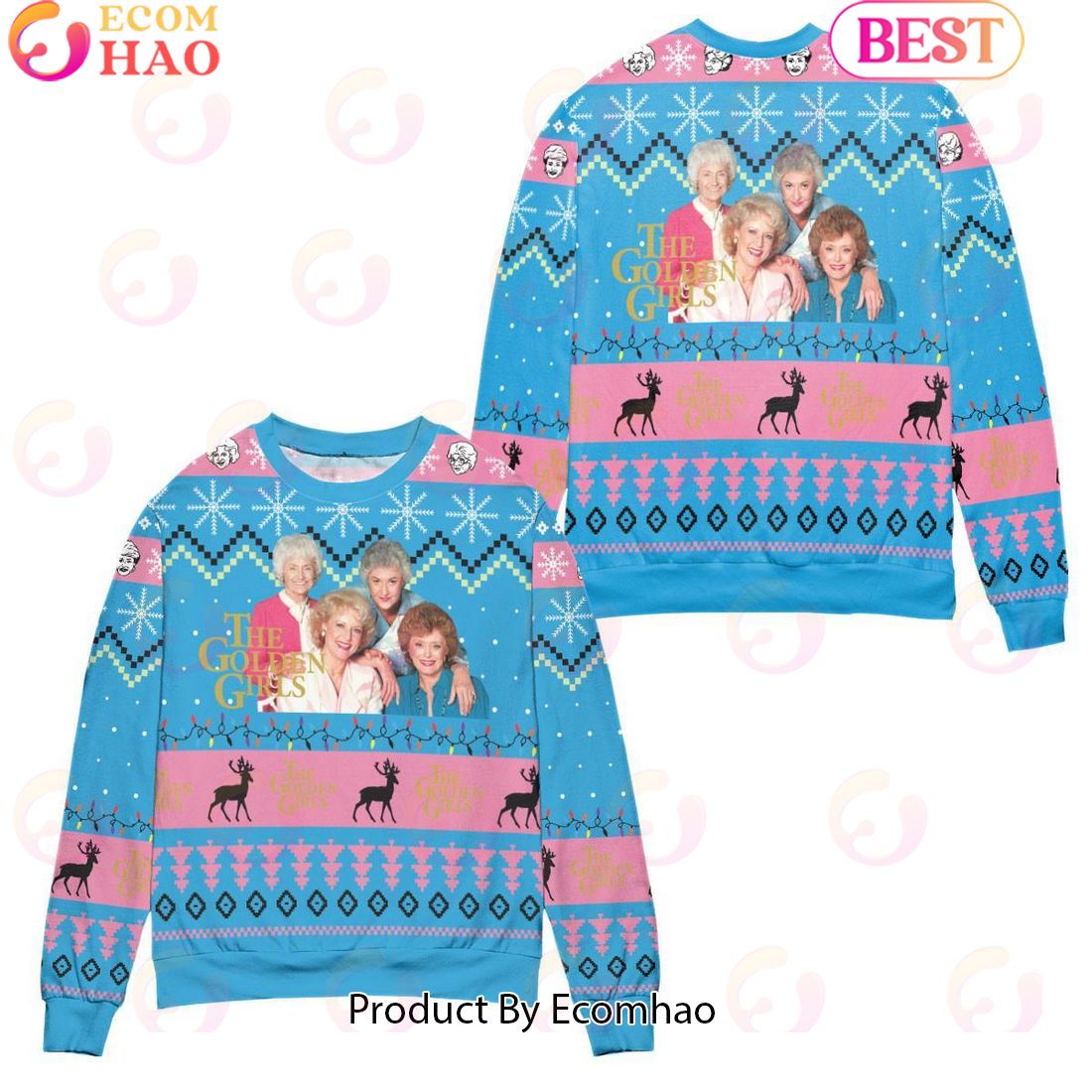 The Golden Girls Character Ugly Christmas Sweater – All Over Print 3D Sweater – Blue