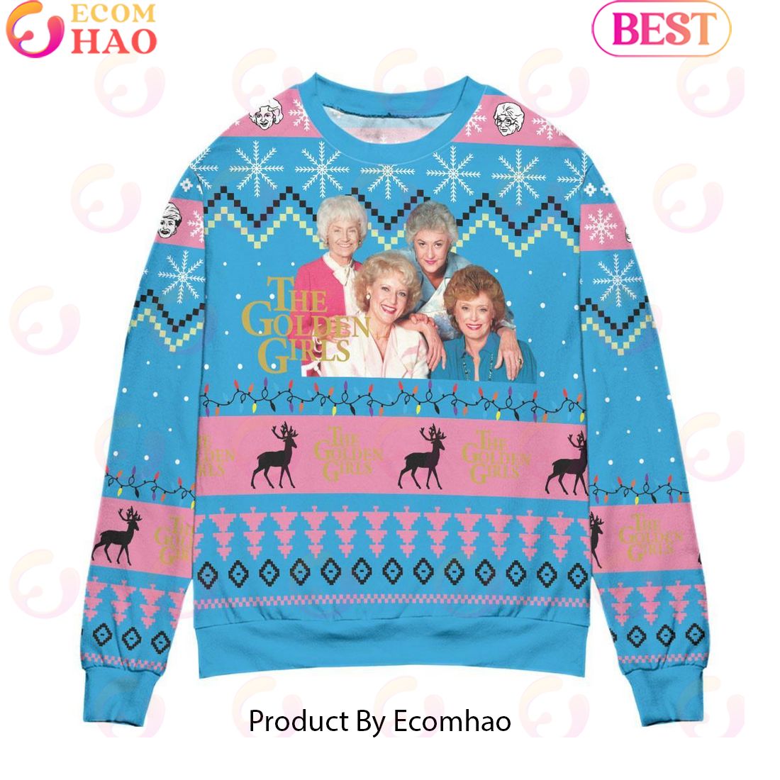 The Golden Girls Character Ugly Christmas Sweater – All Over Print 3D Sweater – Blue