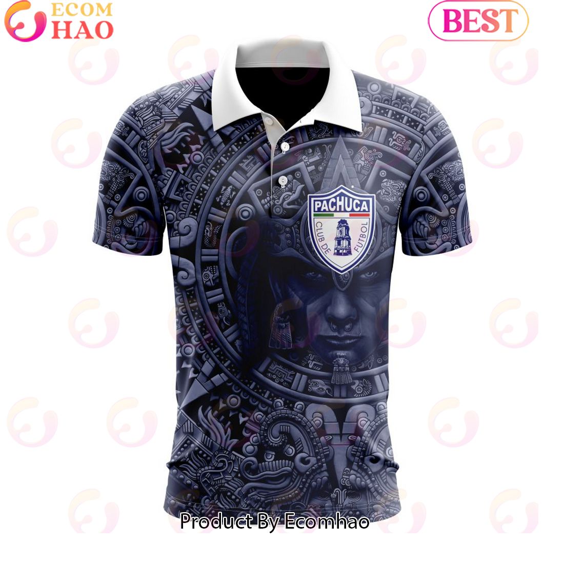 LIGA MX Club Necaxa Special Aztec Warrior Design Polo Shirt