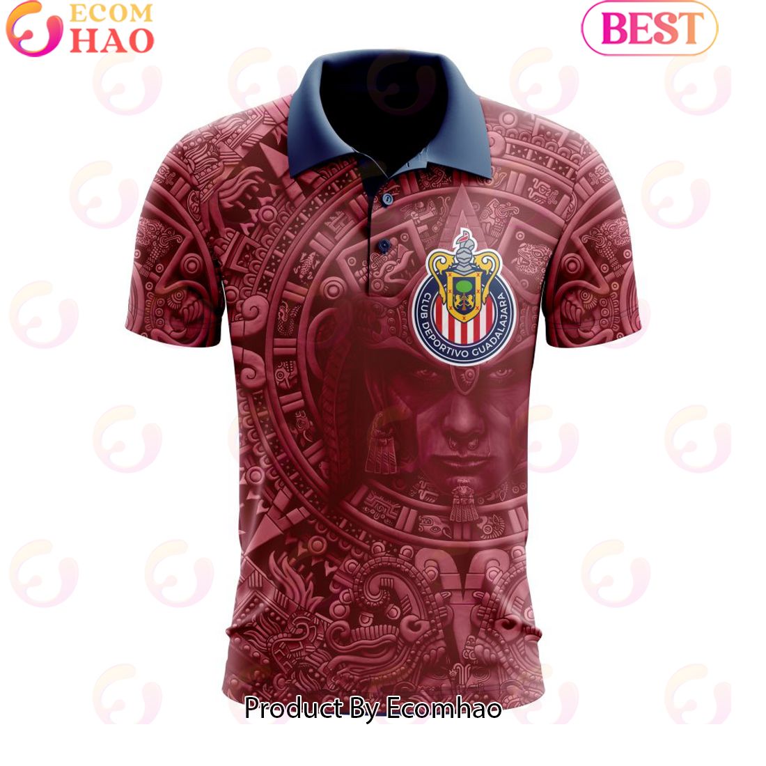 LIGA MX Chivas Guadalajara Special Aztec Warrior Design Polo Shirt