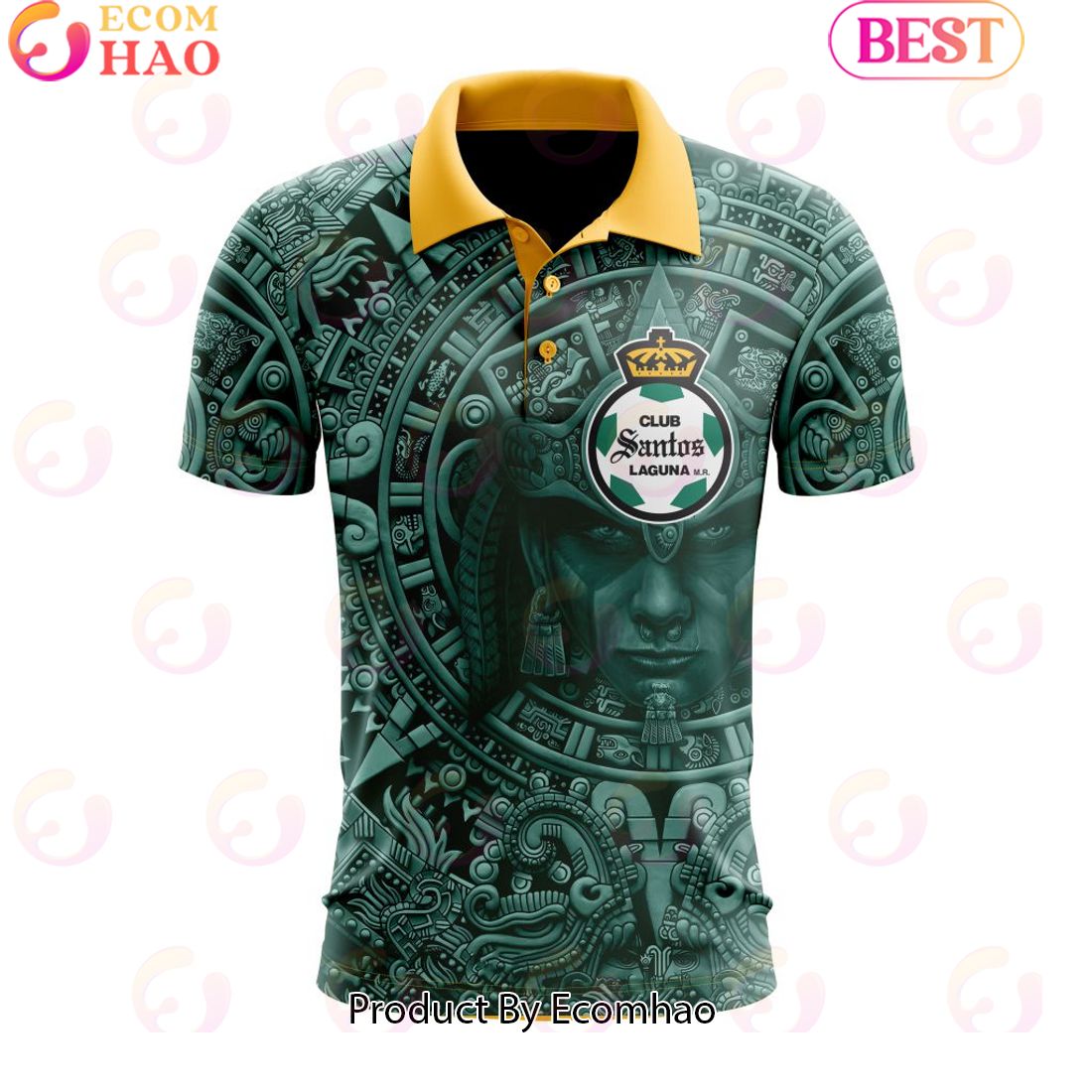 LIGA MX Club Santos Laguna Special Aztec Warrior Design Polo Shirt