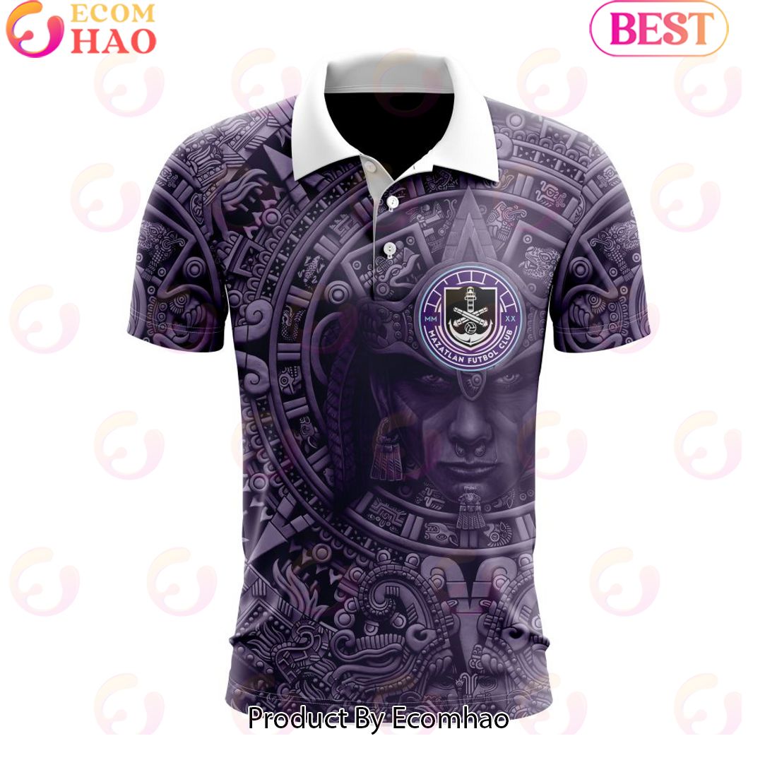 LIGA MX Mazatlan F.C Special Aztec Warrior Design Polo Shirt