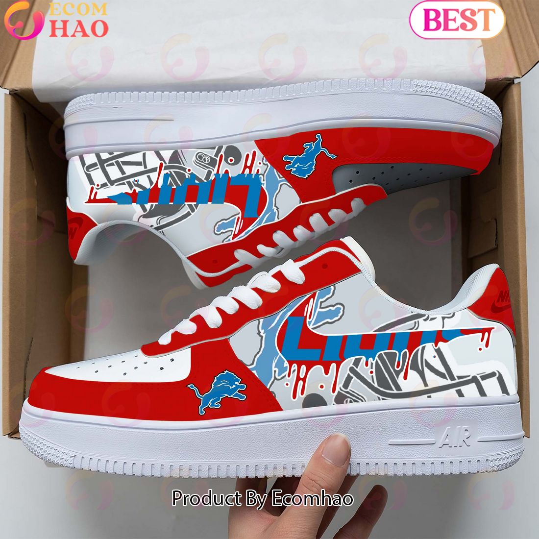 NFL Detroit Lions Special Logo Style Air Force 1 Sneakers