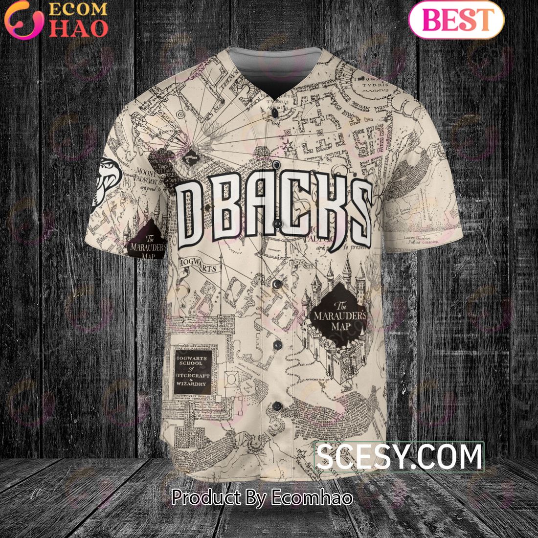 Arizona Diamondbacks Harry Potter Marauder’s Map Baseball Jersey White