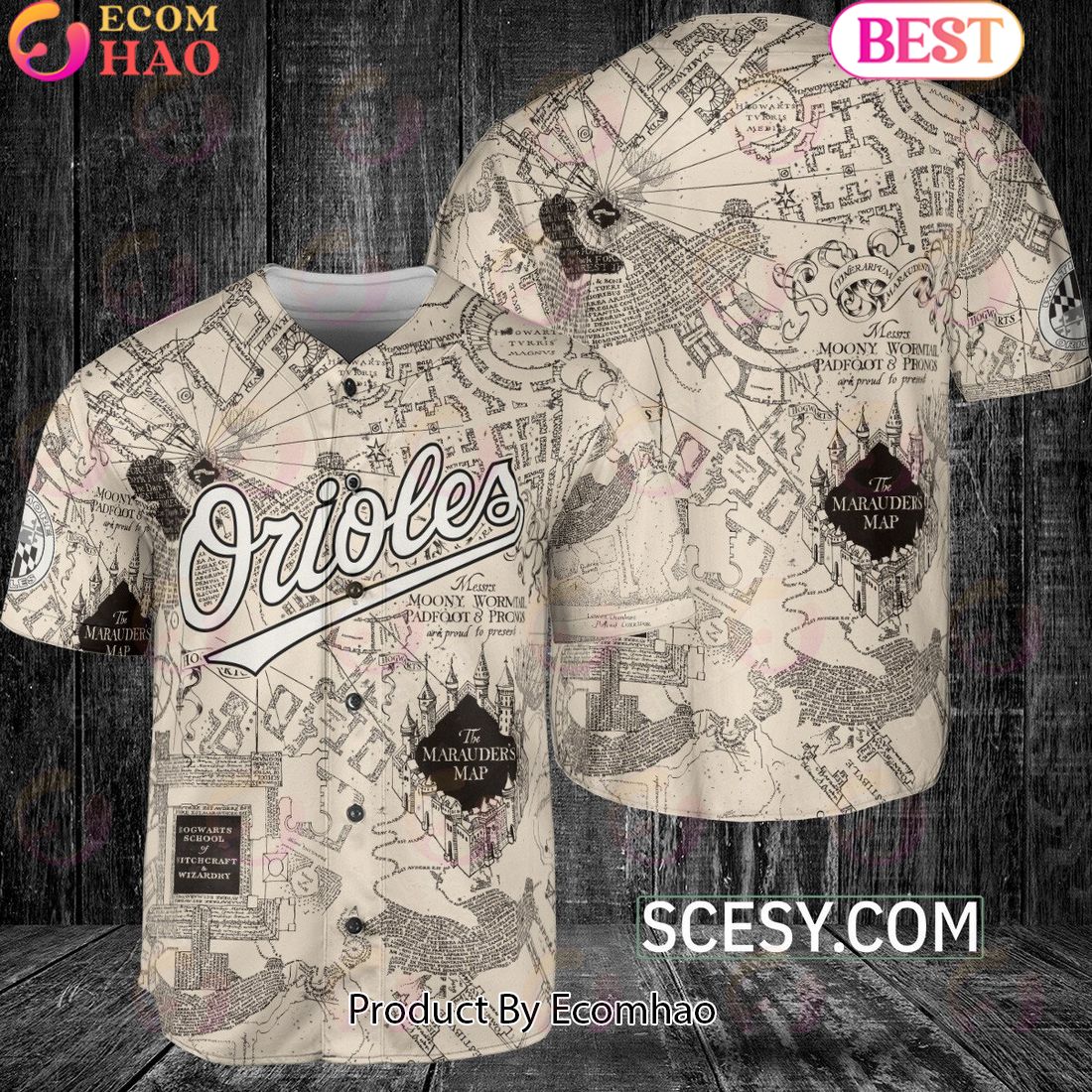 Baltimore Orioles Harry Potter Marauder’s Map Baseball Jersey White