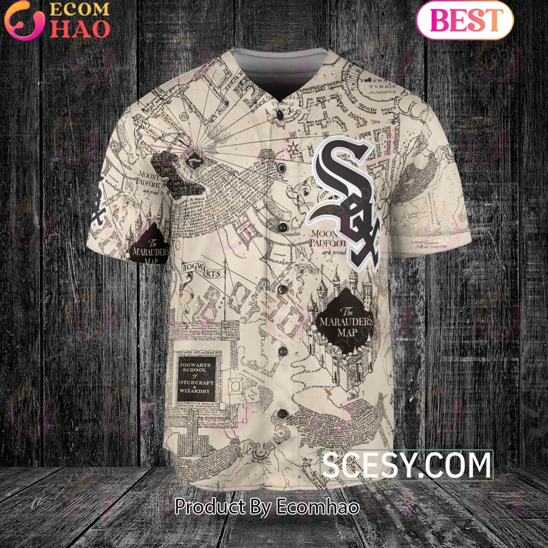 Chicago White Sox Harry Potter Marauder’s Map Baseball Jersey White