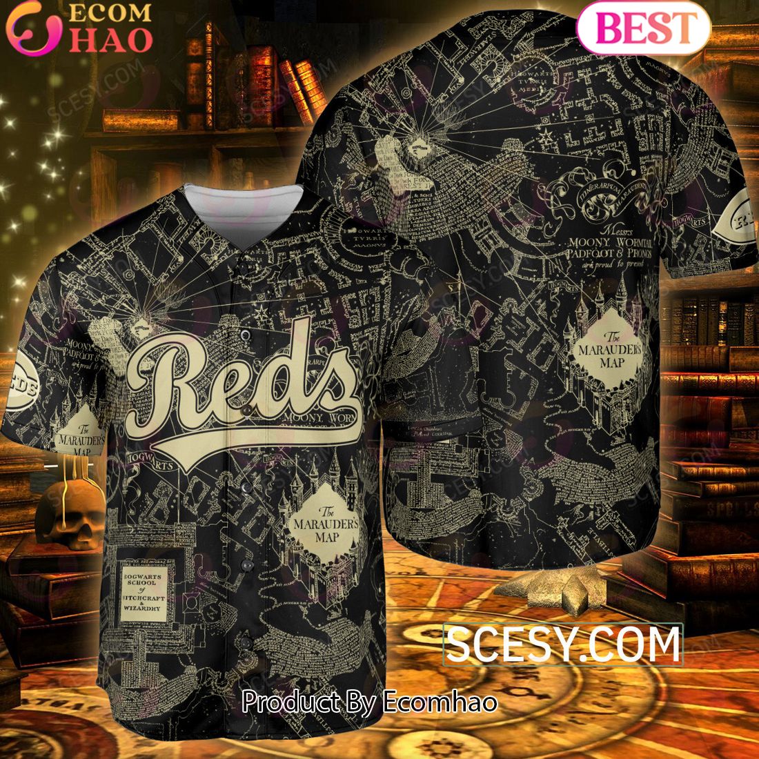 Cincinnati Reds One Piece Baseball Jersey Black - Scesy