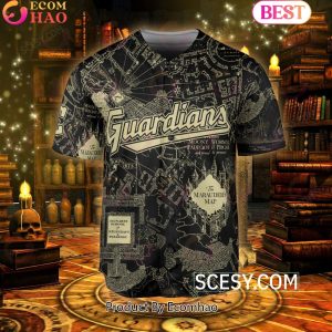 Cleveland Guardians Harry Potter Marauder’s Map Baseball Jersey Black