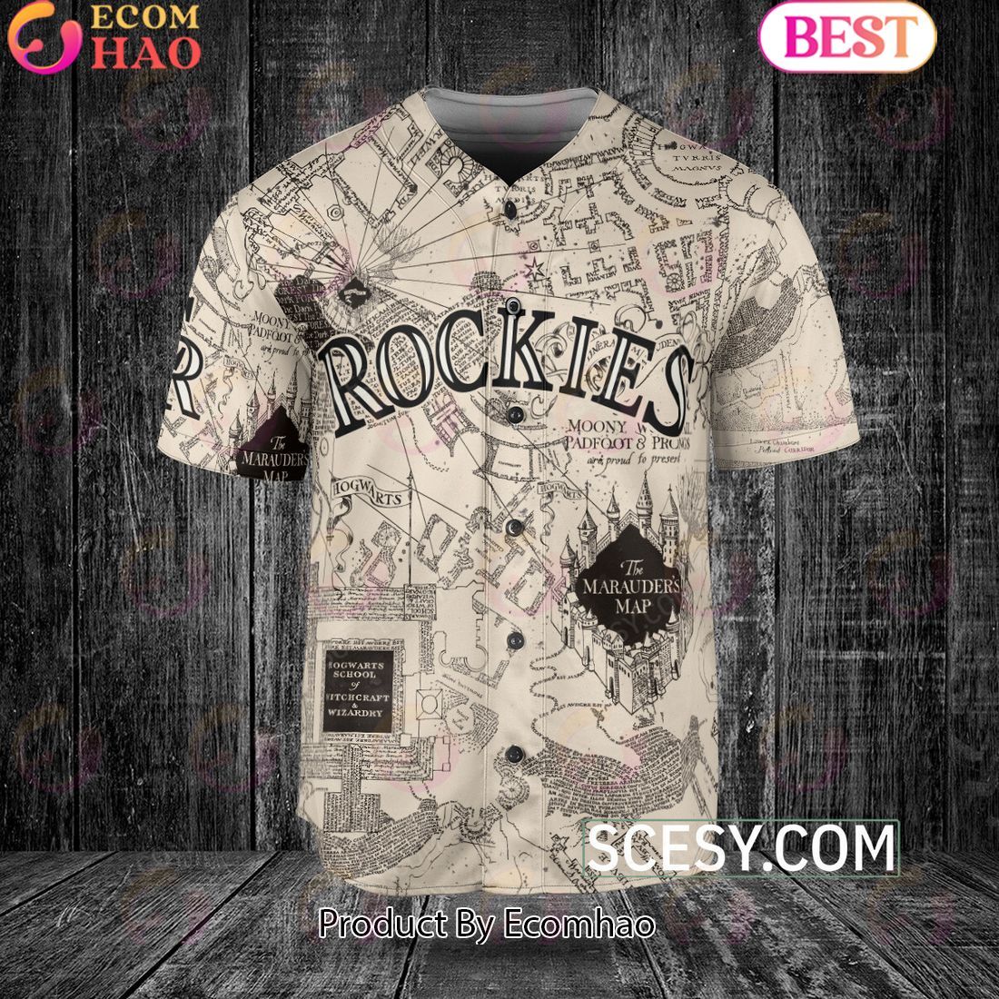 Colorado Rockies Harry Potter Marauder’s Map Baseball Jersey White