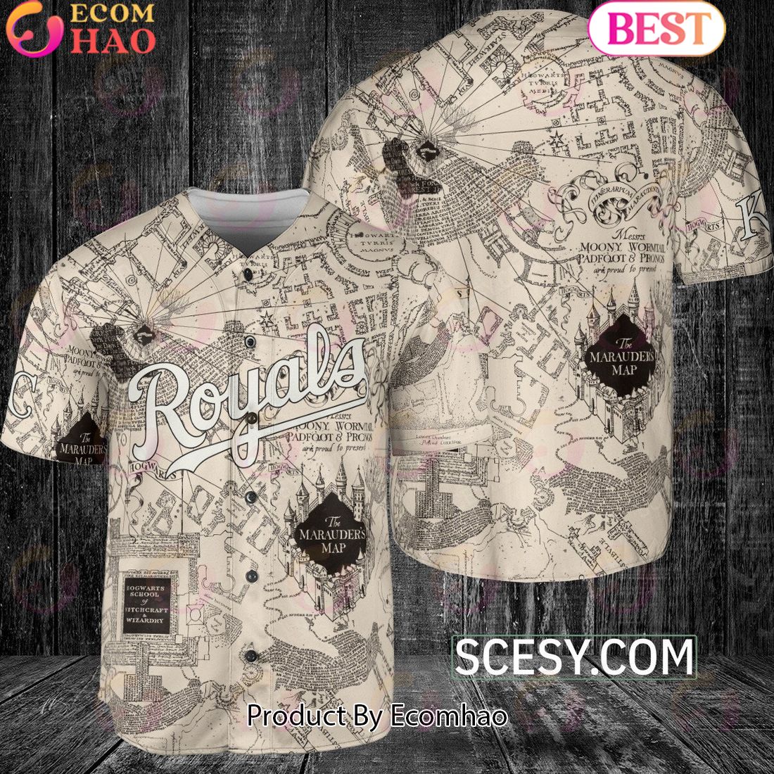 Los Angeles Dodgers Harry Potter Marauder’s Map Baseball Jersey Black