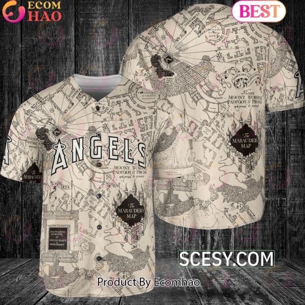 Los Angeles Angels Harry Potter Marauder’s Map Baseball Jersey White