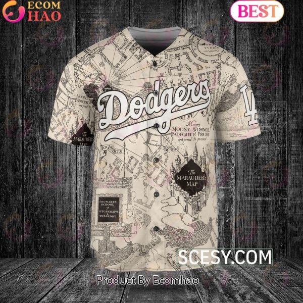 Los Angeles Dodgers Harry Potter Marauder’s Map Baseball Jersey White