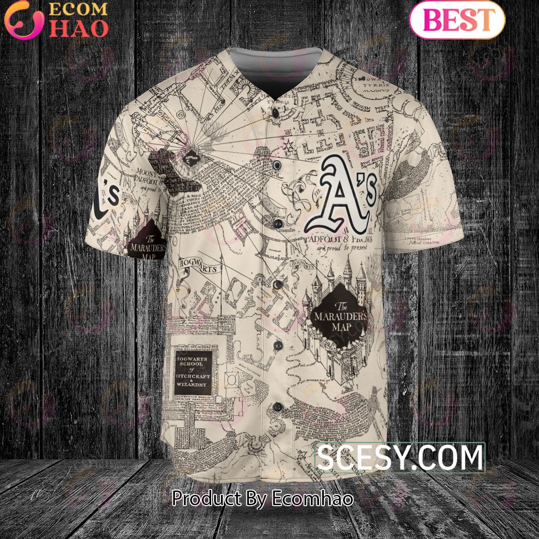 Oakland Athletics Harry Potter Marauder’s Map Baseball Jersey White