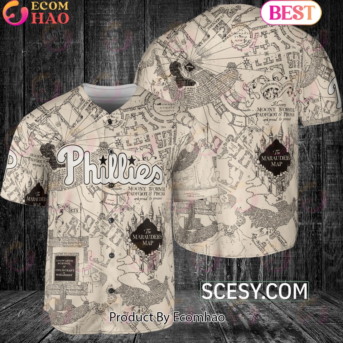 Philadelphia Phillies Harry Potter Marauder’s Map Baseball Jersey White