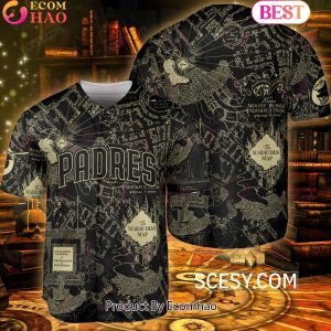 San Diego Padres Harry Potter Marauder’s Map Baseball Jersey Black San Diego Padres Harry Potter Marauder’s Map Baseball Jersey Black