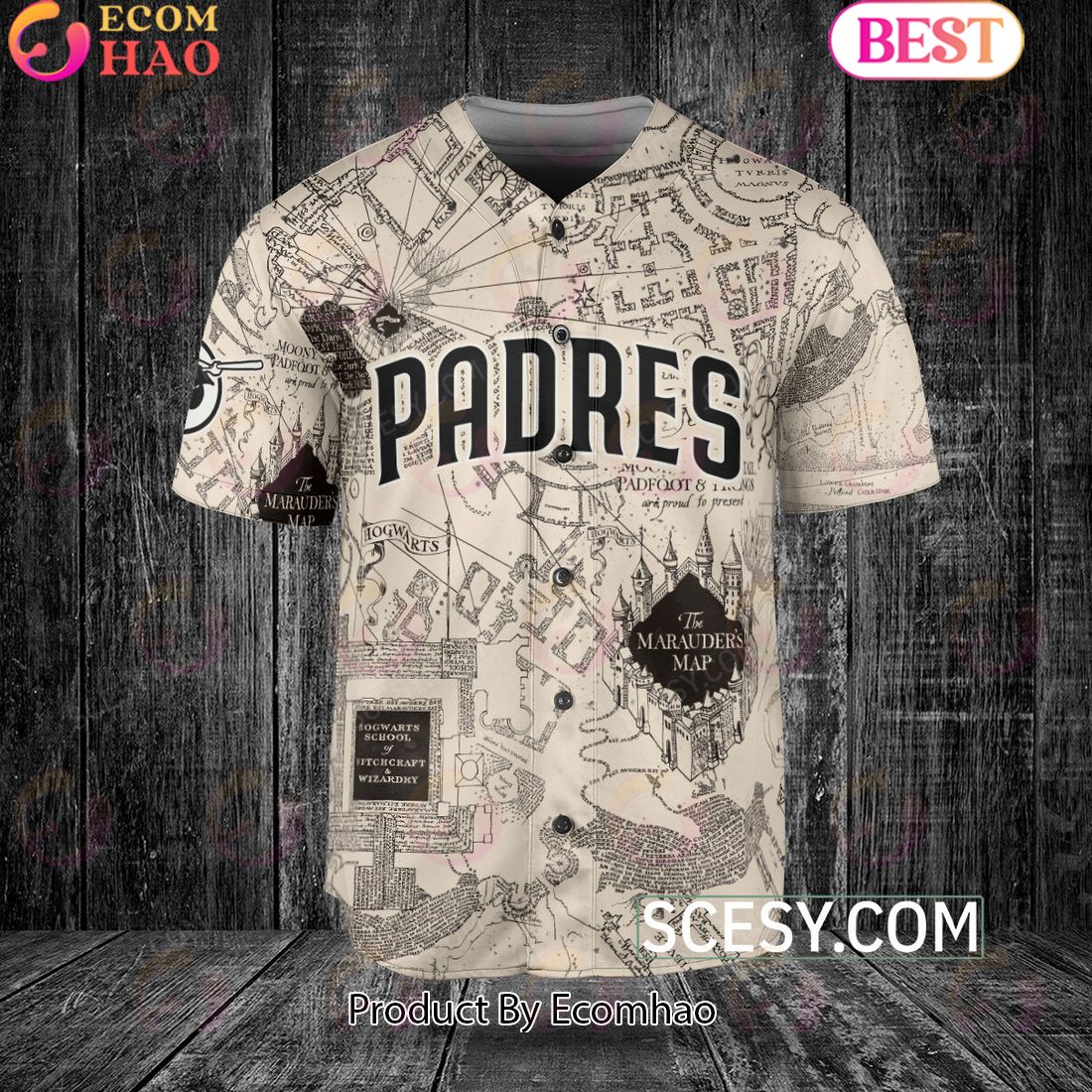 San Diego Padres Harry Potter Marauder’s Map Baseball Jersey White