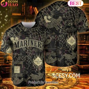 Seattle Mariners Harry Potter Marauder’s Map Baseball Jersey Black
