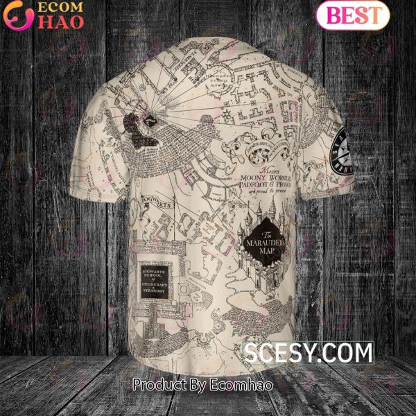 Seattle Mariners Harry Potter Marauder’s Map Baseball Jersey White