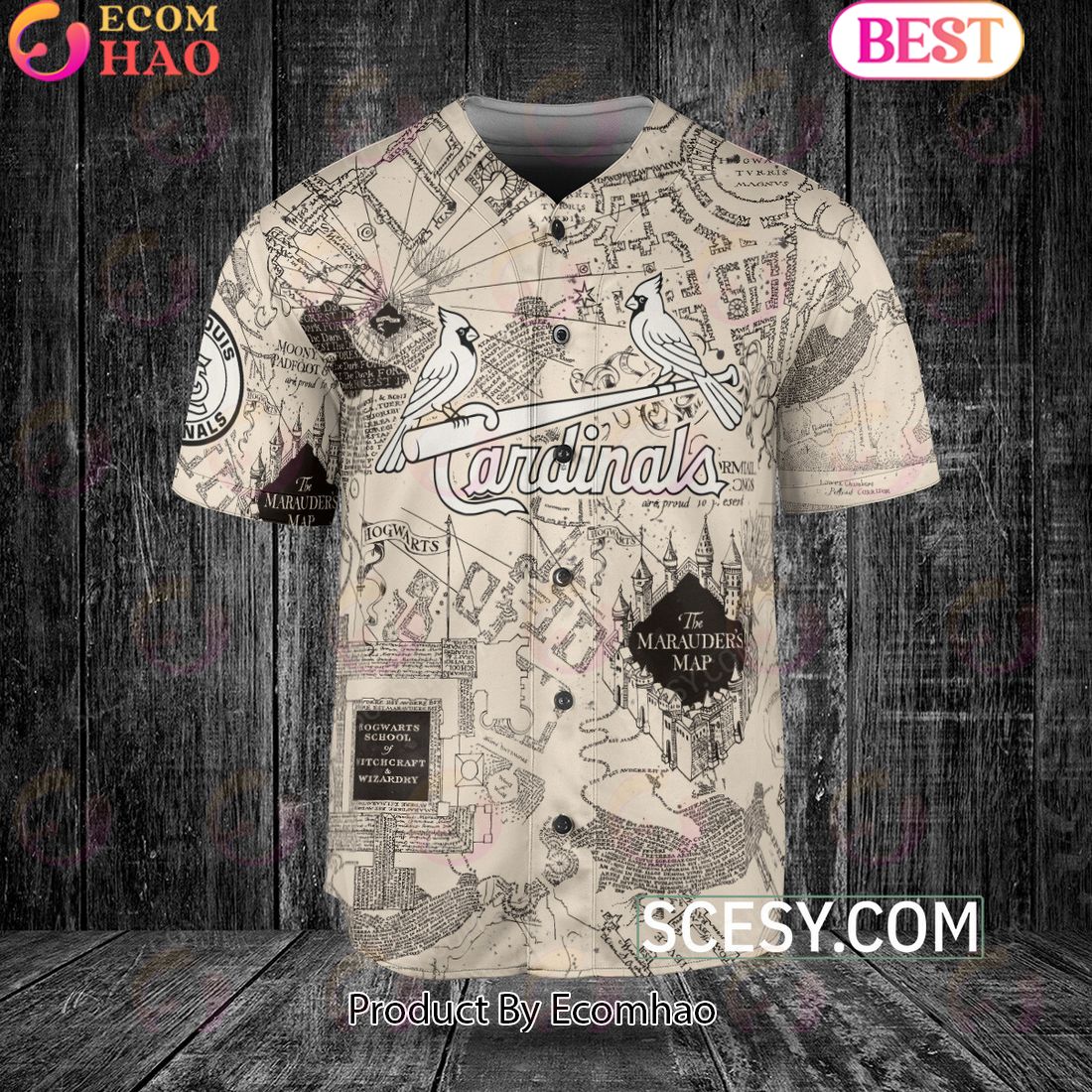 St. Louis Cardinals HP Marauder's Map Baseball Jersey - Scesy