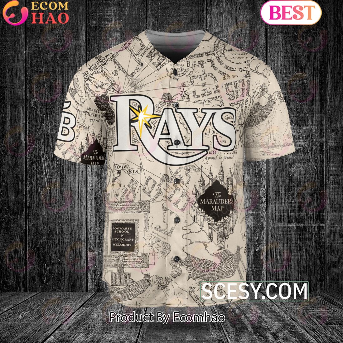 Tampa Bay Rays HP Marauder's Map Baseball Jersey - Scesy