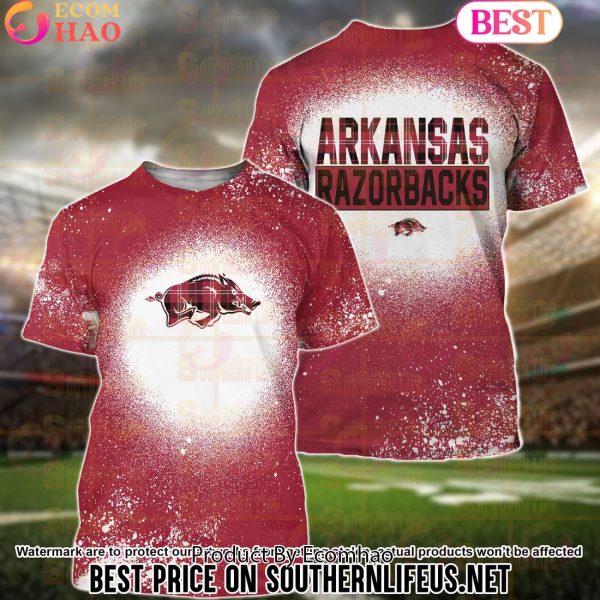 NCAA Arkansas Razorbacks Football Plaid Bleached 3D Hoodie