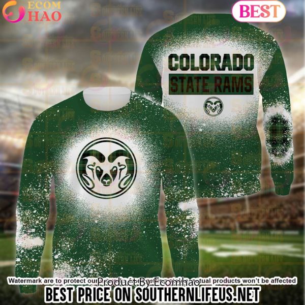 NCAA Colorado State Rams Football Plaid Bleached 3D Hoodie