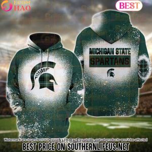 NCAA Michigan State Spartans Football Plaid Bleached 3D Hoodie NCAA Michigan State Spartans Football Plaid Bleached 3D Hoodie