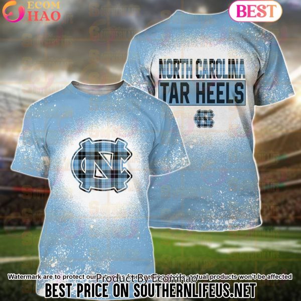 NCAA North Carolina Tar Heels Football Plaid Bleached 3D Hoodie