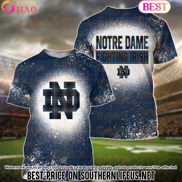 NCAA Notre Dame Fighting Irish Football Plaid Bleached 3D Hoodie