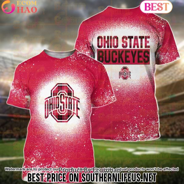 NCAA Ohio State Buckeyes Football Plaid Bleached 3D Hoodie
