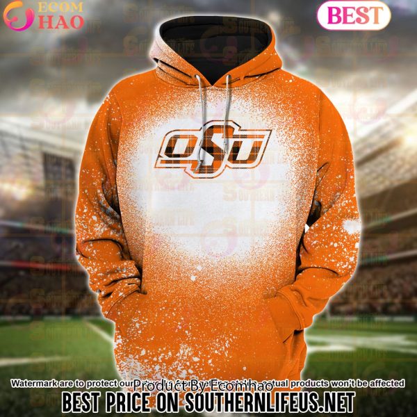 NCAA Oklahoma State Cowboys Football Plaid Bleached 3D Hoodie